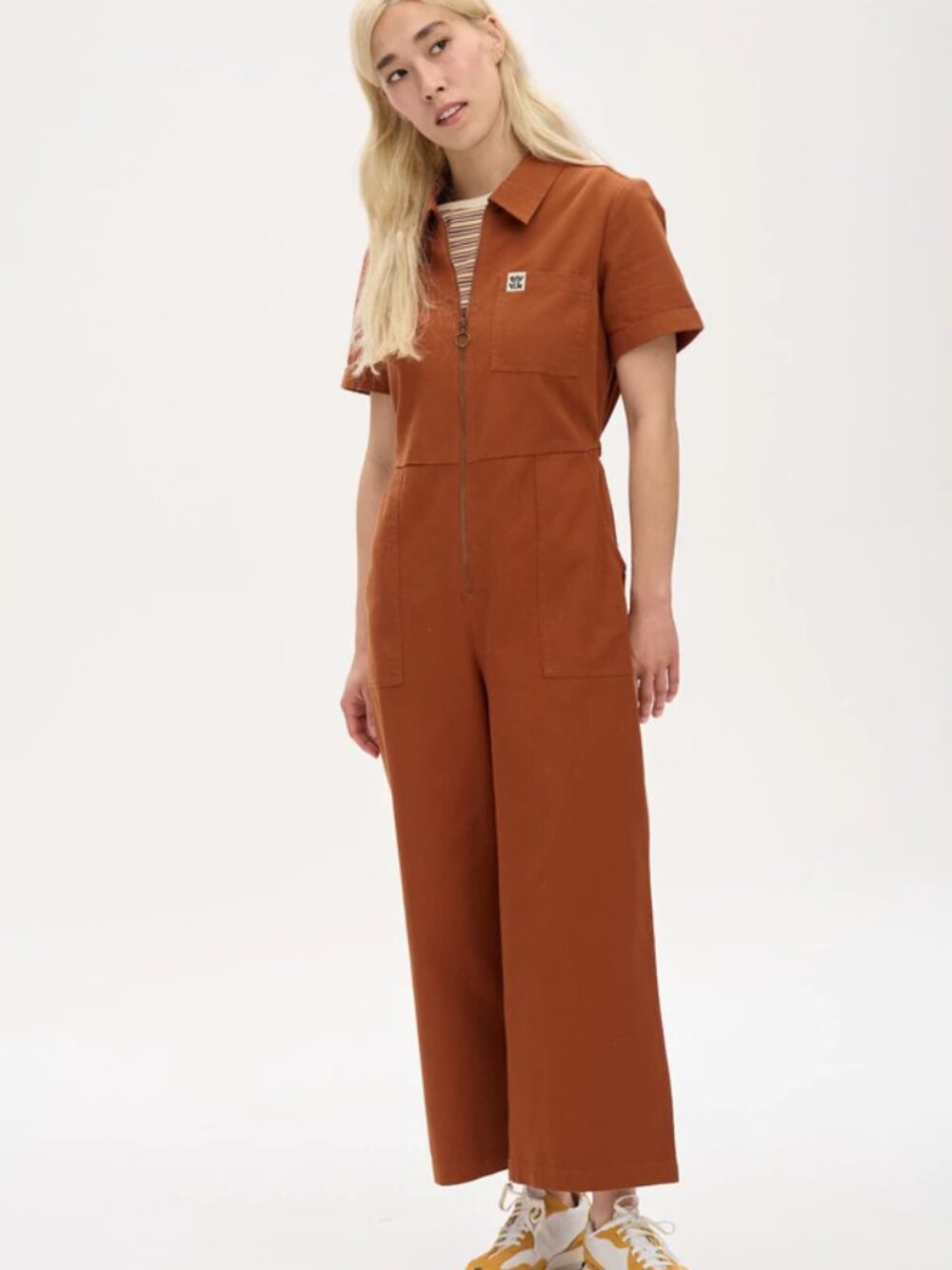 Lucy and Yak Regan Jumpsuit in Flame Orange UK10